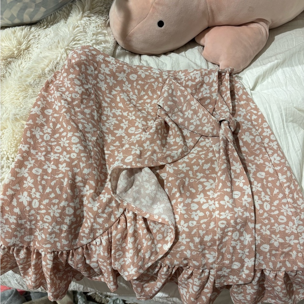 Floral Pink Ruffle Skirt